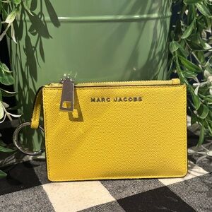 Marc Jacobs Bright Yellow Leather Zip Key Card Wallet